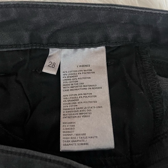 {L'AGENCE} Margot High Rise Skinny Jeans in Dark Graphite - Womens 28 - Picture 10 of 10